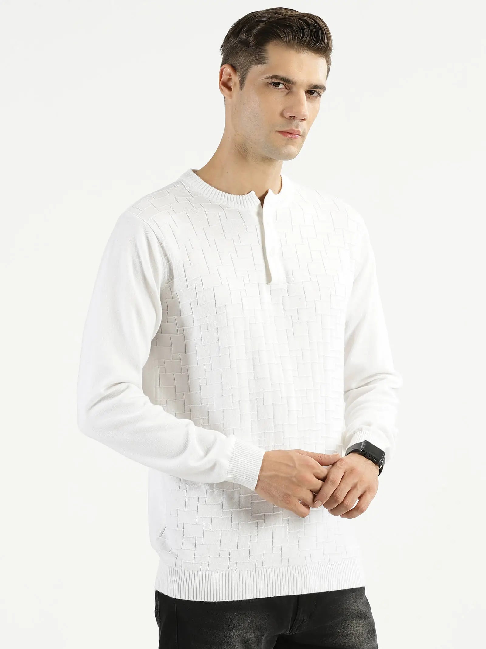 buy-ravinik-men-chaotic-blocks-knitted-band-collar-cotton-full-sleeve-white-sweatshirt